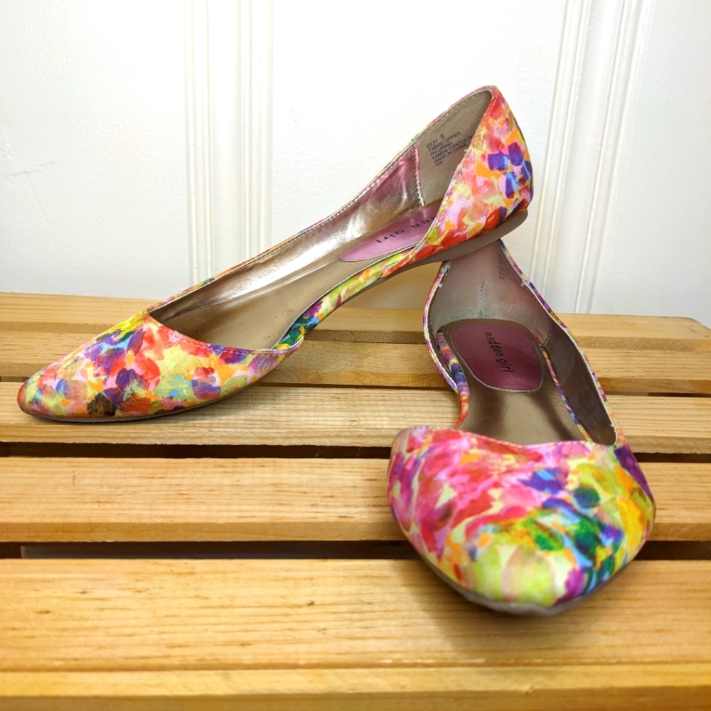 Madden Girl women's eezy floral pointed toe ballet flat size 8